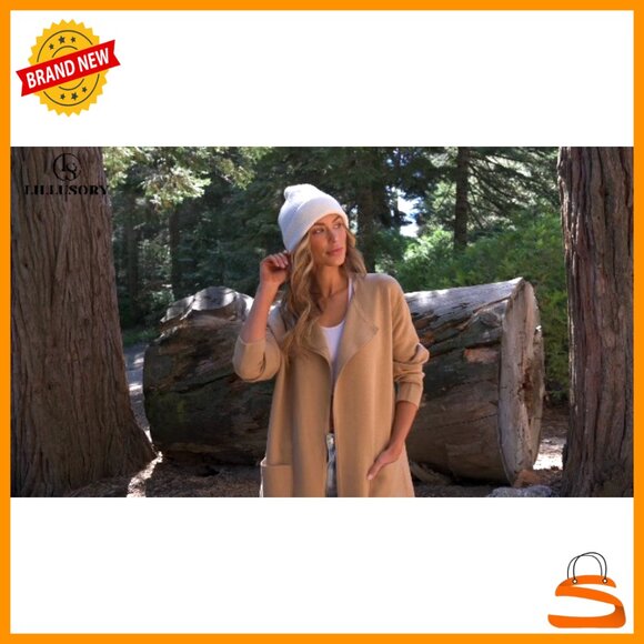 Oversized Knit Cardigan Shawl Collar Winter Coatigan Dressy Chic Minimal - Picture 7 of 7